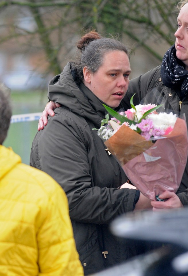 Claire Gillham, mum of stabbed Jodie Chesney, arrives at the scene of the crime in St Neots Rd Harold Hill to lay flowers