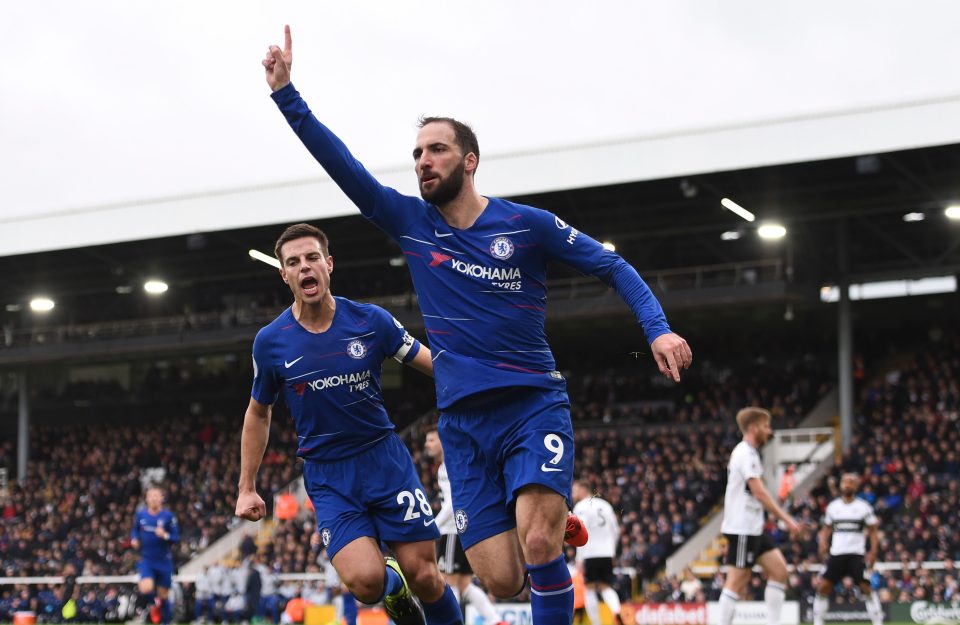  Gonzalo Higuain helped fire Chelsea to victory over Fulham