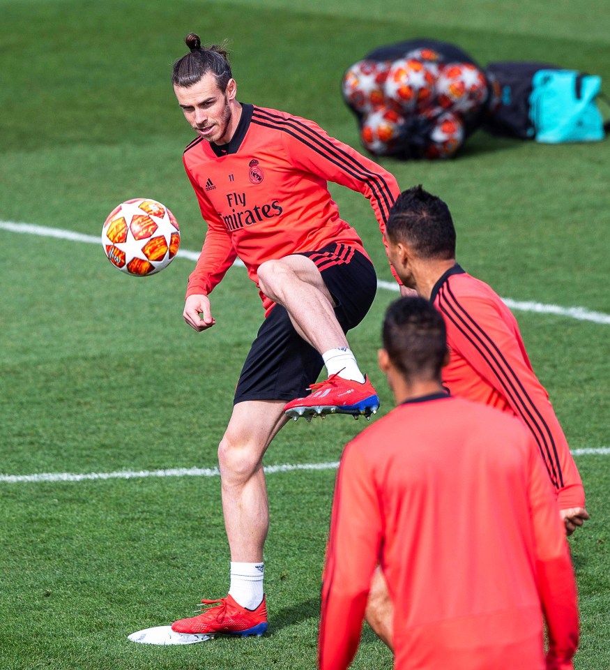  Gareth Bale in Real Madrid training on Monday the morning after a harrowing defeat by Barcelona