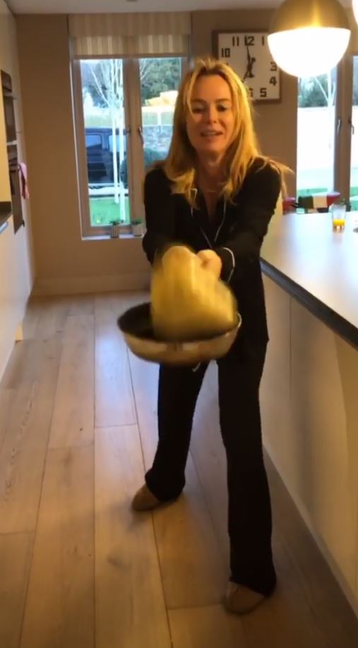 Amanda Holden gave Shrove Tuesday her best shot as she flipped a pancake