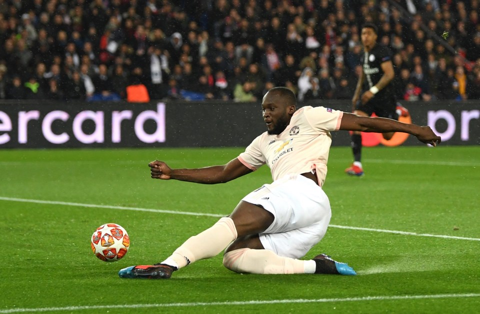 Romelu Lukaku slides in to slot United into the lead within two minutes against Paris Saint-Germain