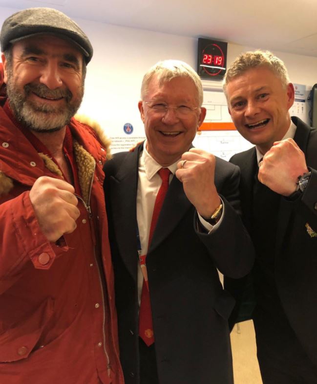 Since taking on the job at Old Trafford, Solskjaer has been open on him taking advice from the legend that is Sir Alex Ferguson, pictured here with Eric Cantona