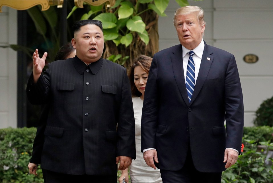  Donald Trump pictured with Kim Jong-un in Hanoi in February