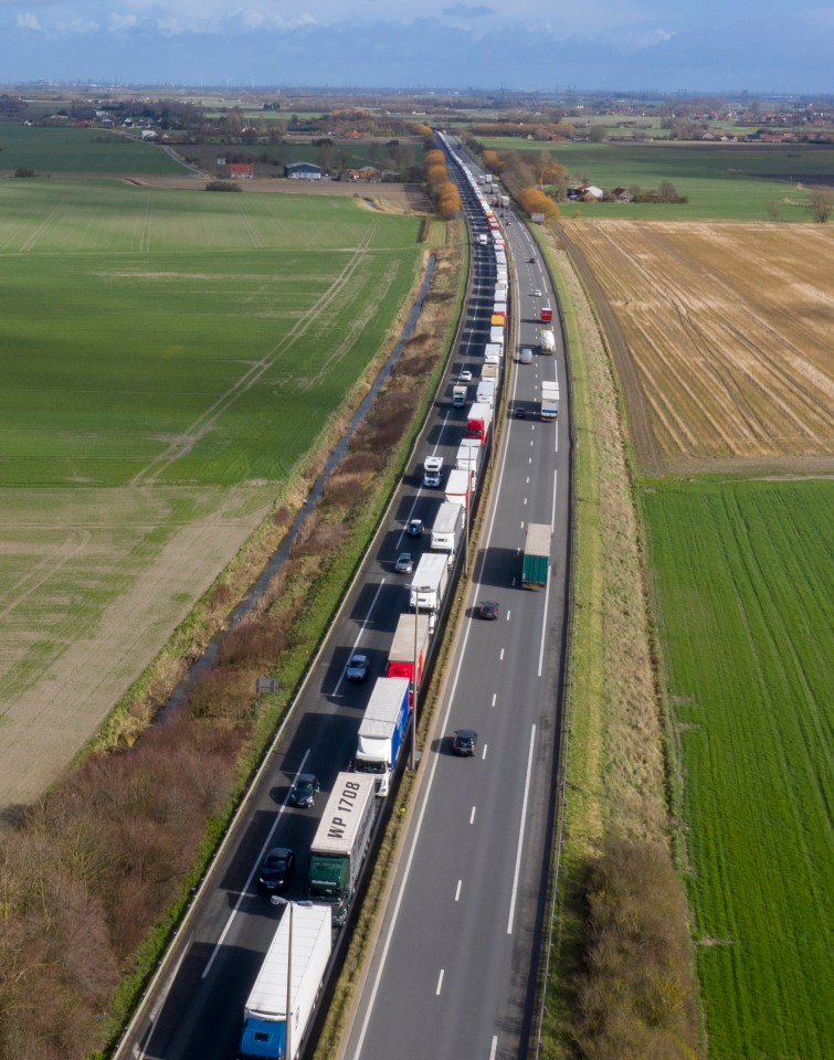 Lorries queued for 15 miles in Calais on their way to Dover