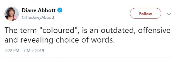  Diane Abbott piled on the pressure by saying the 'offensive' term was a 'revealing use of words'