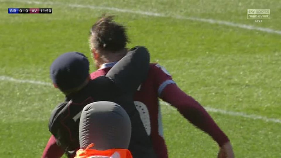  Jack Grealish, depsite being flattened, did not react to the senseless attack