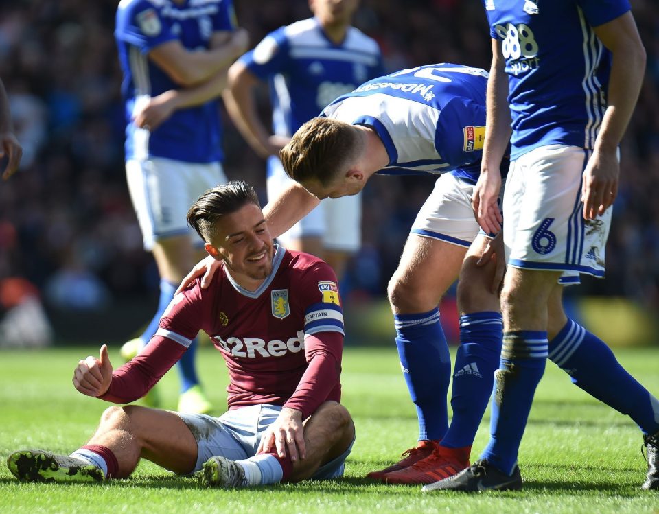  Jack Grealish is seen smiling despite being the victim of a shocking assault