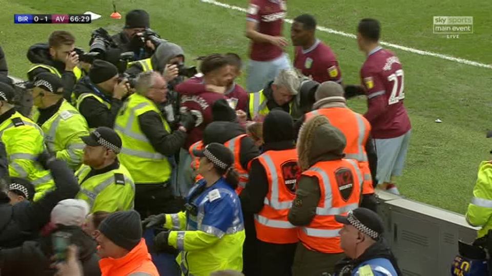 Footage appears to show a steward pushing Jack Grealish into a cameraman after his celebration