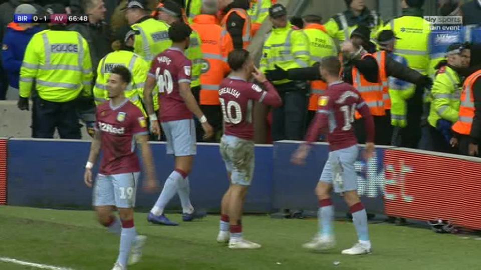  Tyrone Mings can be seen arguing with the steward as he is escorted away by cops