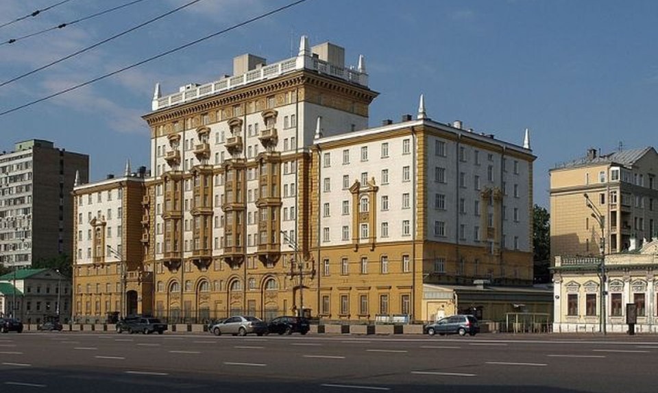  The US embassy in Moscow where the man is an employee