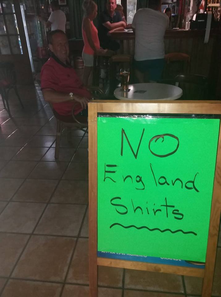  England shirt and English customers are not welcome in Flynn's bar