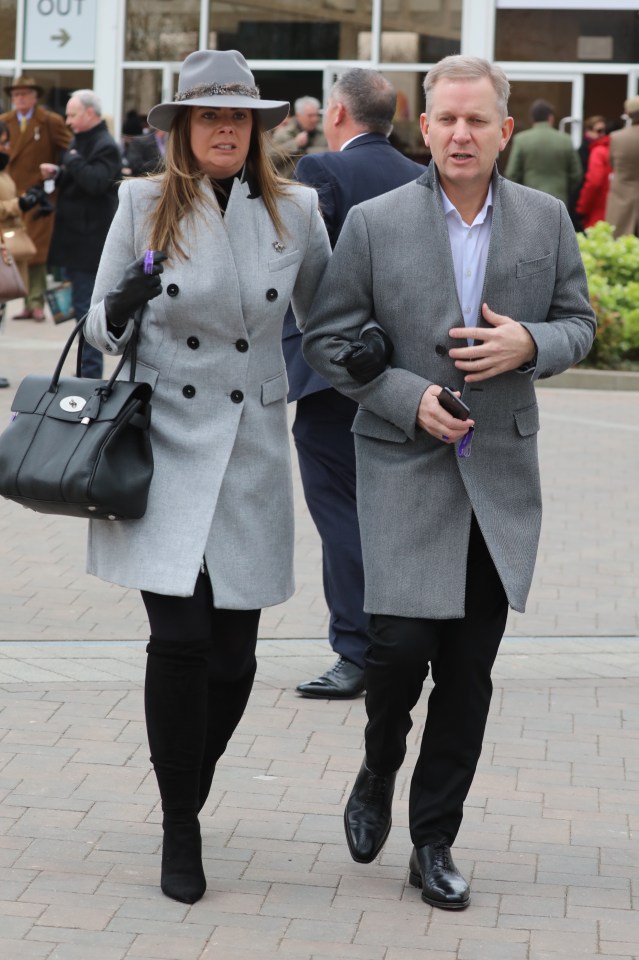  Jeremy Kyle made an appearance for a second day running, accompanied by Vicky Burton who wore a matching grey coat