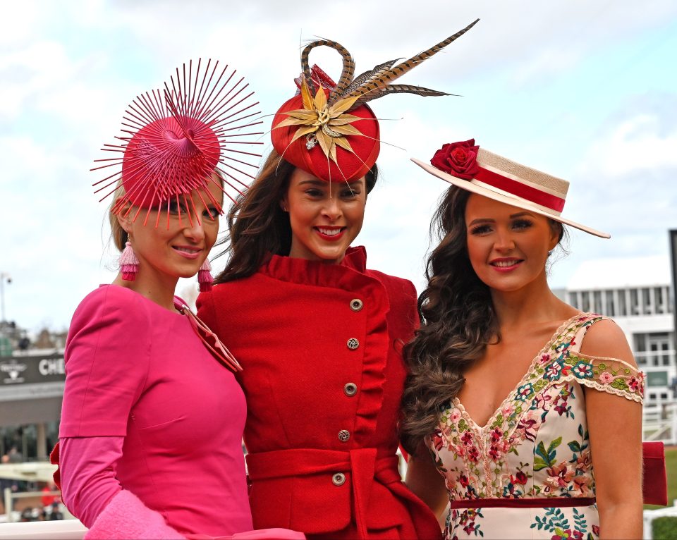  This fashionable trio were the centre of attention with their brightly-hued ensembles and pretty accessories