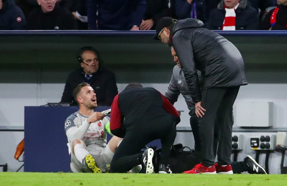  Jordan Henderson went down after a clash off the ball but couldn't continue