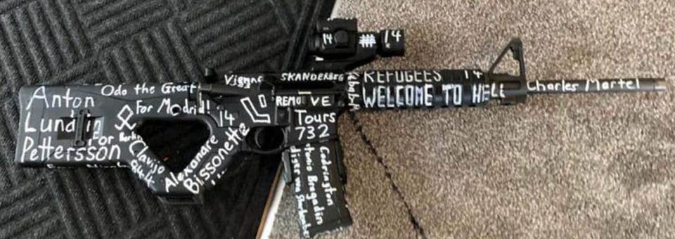  Tarrant graffitied gun with sick propaganda