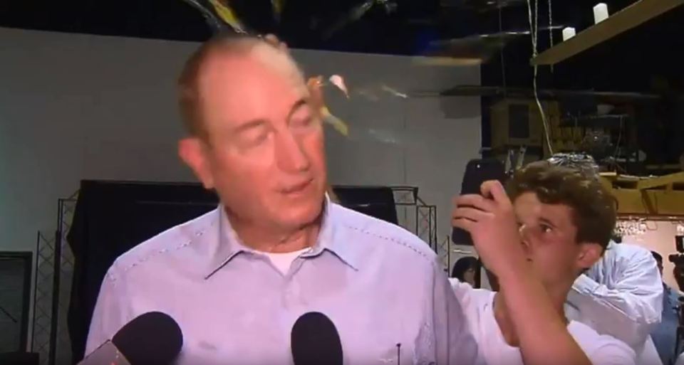  Anning was speaking to media when he was egged in Melbourne