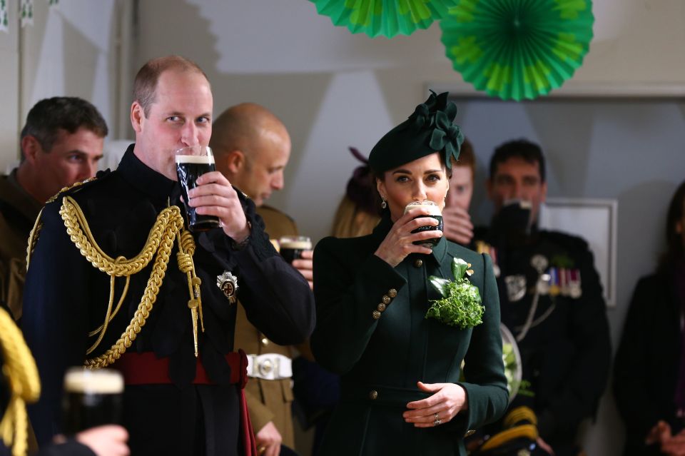  The Duke and Duchess of Cambridge take a sip from their glasses of Guinness