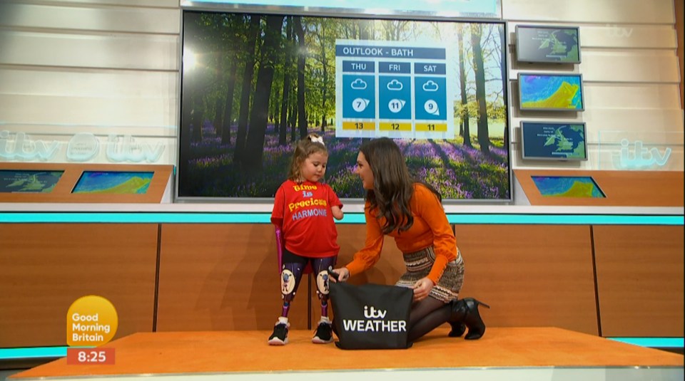  The five-year-old had a great time presenting the weather