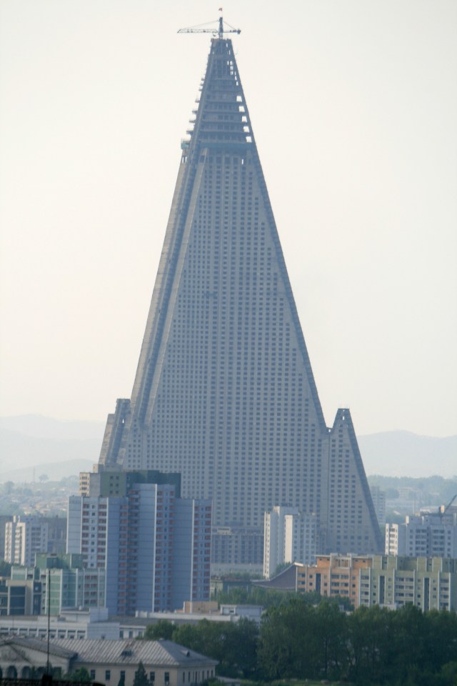  They will sit beside the huge Ryugyong hotel, which has been under construction since 1987