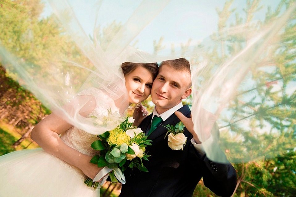  Pictured on their wedding day: Alisa and Nikolay Tepikin