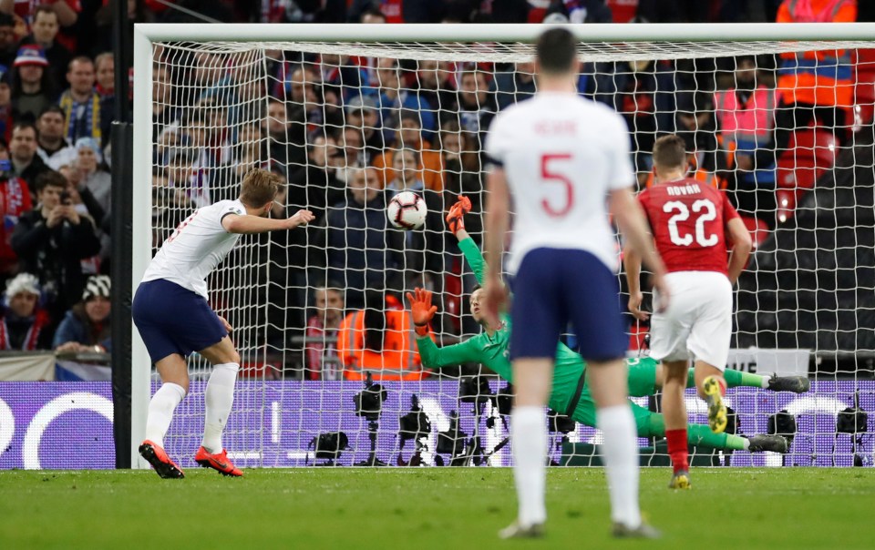  Harry Kane put England firmly in the driving seat from the penalty spot for 2-0