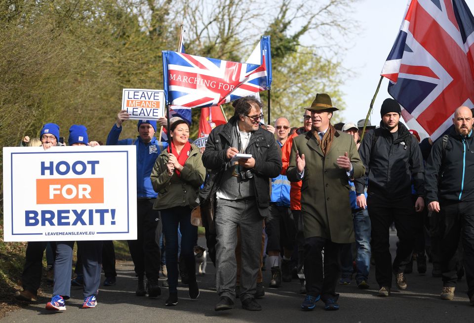  Farage leads the 14-day March to Leave protest as their next stop is Breeston before getting to London on March 29