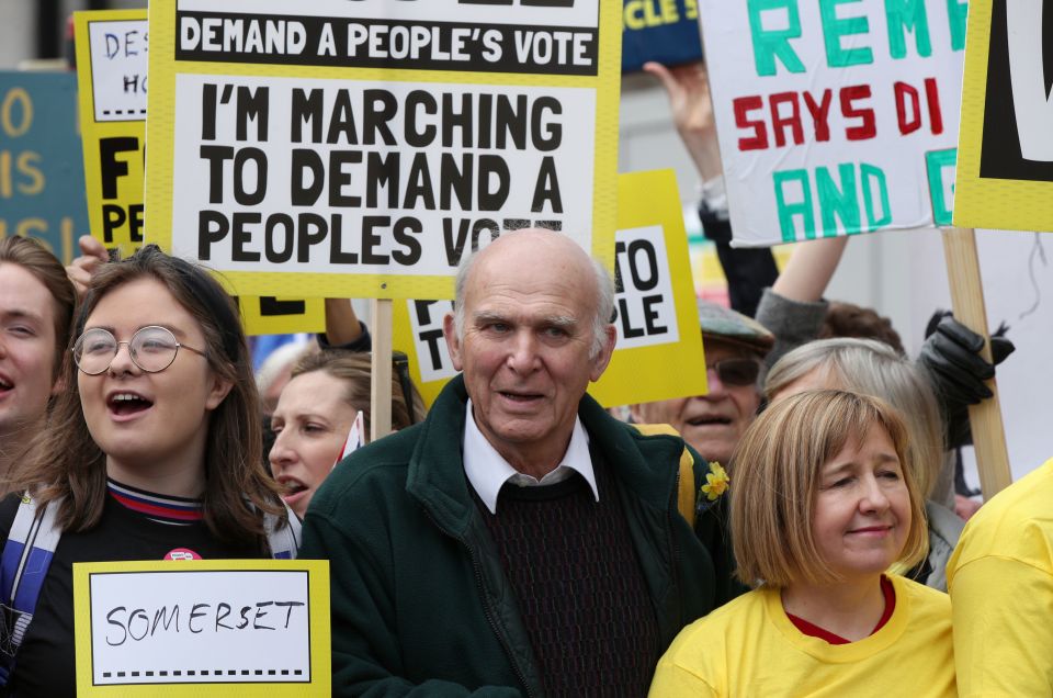  Liberal Democrats leader Vince Cable marches in the capital with protesters