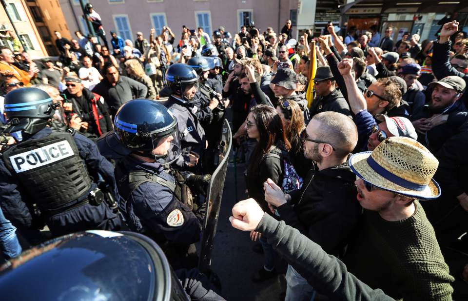  Tensions spilled over into violence today in the French city of Nice