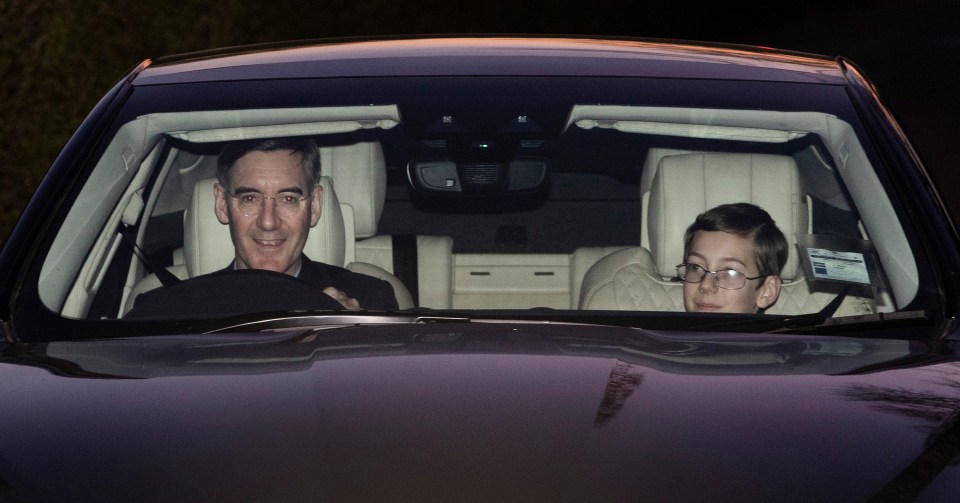  Jacob Rees-Mogg and his son leaving Chequers after meeting the PM yesterday