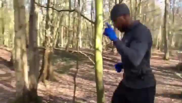  Anthony Joshua enjoyed a run through a forest as he prepares to face Jarrell Miller