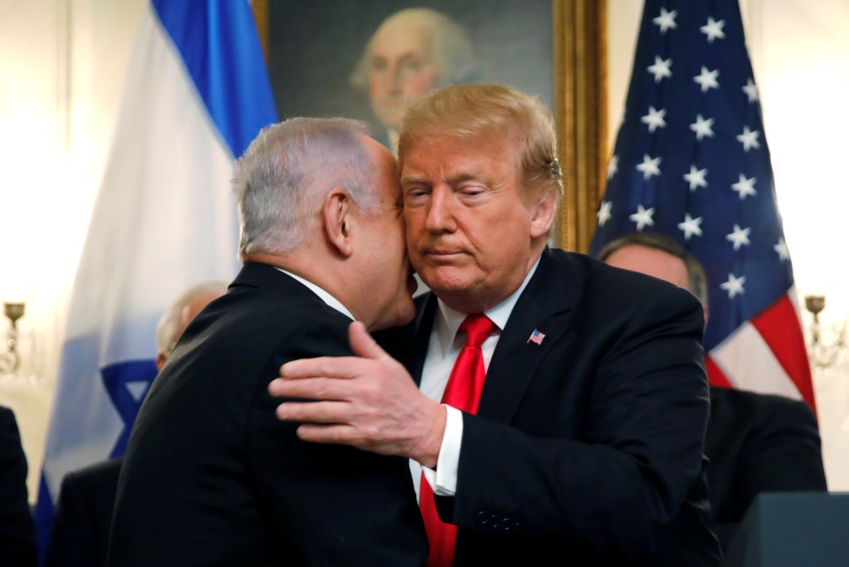  Big hug between the men - Netanyahu welcomed Trump's move and said Israel has never had a better friend