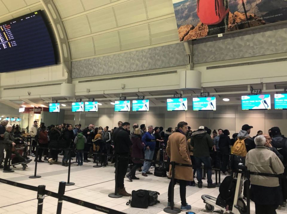  Stranded passengers at Toronto Airport this morning