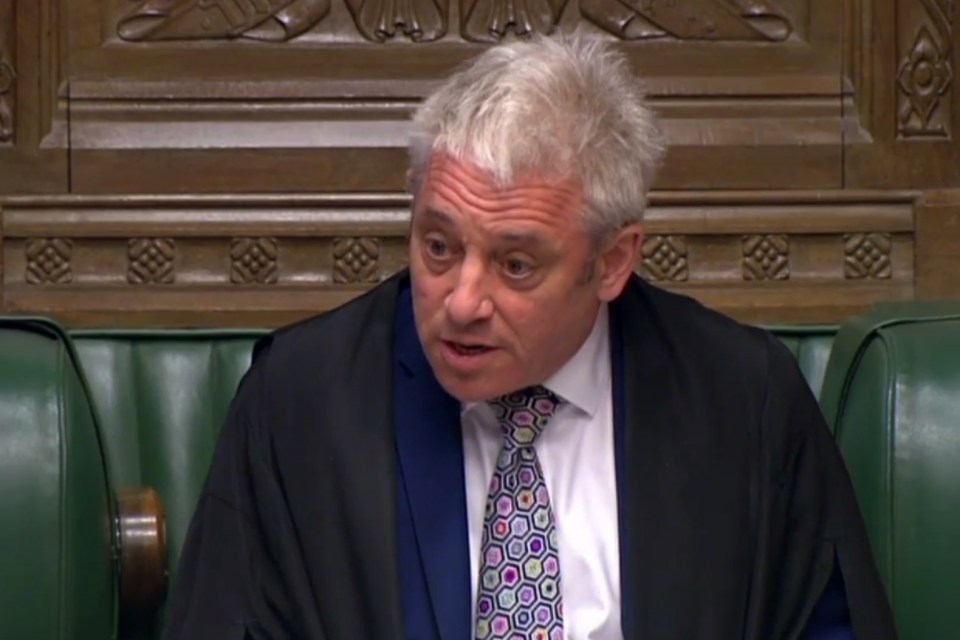  John Bercow speaking to the Commons this evening