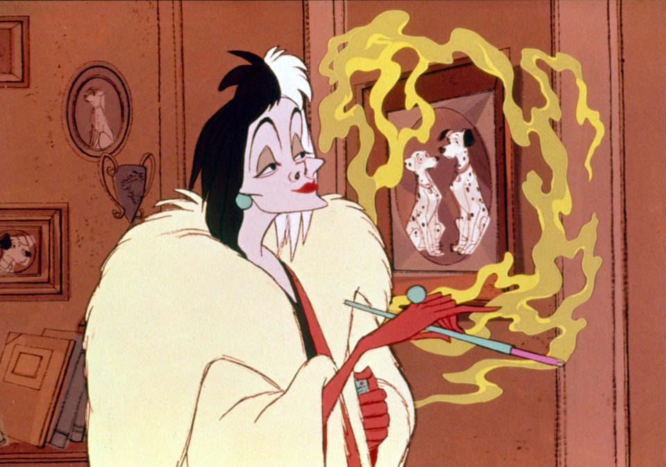  Cruella De Vil puffs on a ciggie in Disney's 101 Dalmatians