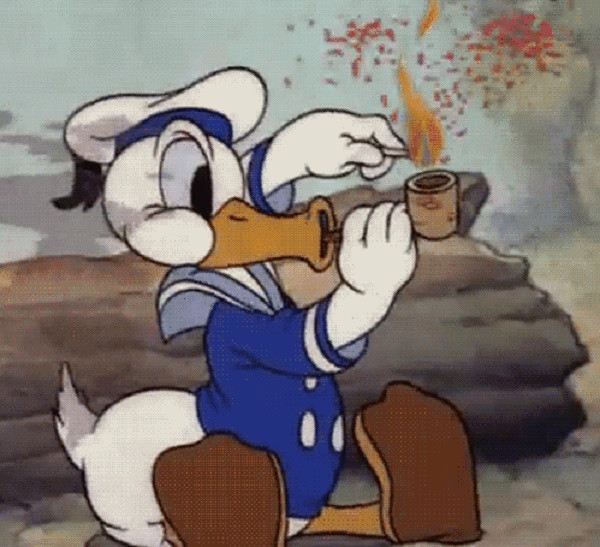  Donald Duck was also illustrated to be puffing on a pipe