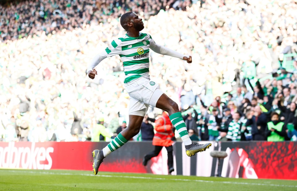  The home supporters invaded the pitch after Celtic's Odsonne Edouard broke the deadlock