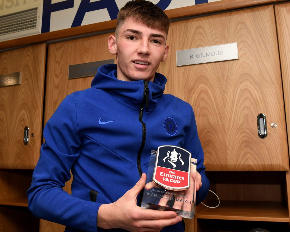  Billy Gilmour with his man of the match award against Liverpoo