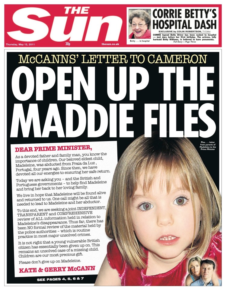  The Sun backed the McCanns and their search for Maddie