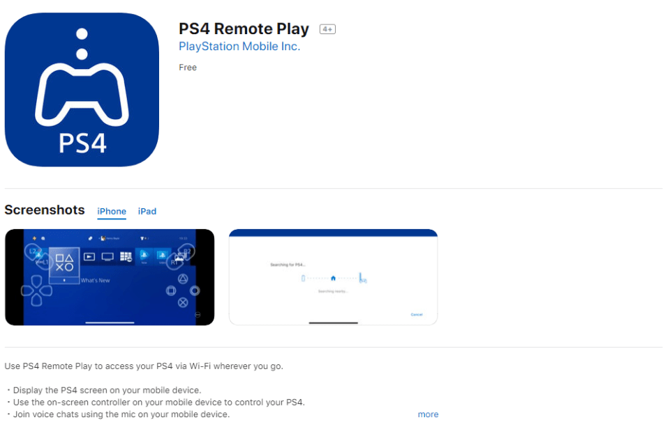  The Remote Play app can now be found on Apple's App Store