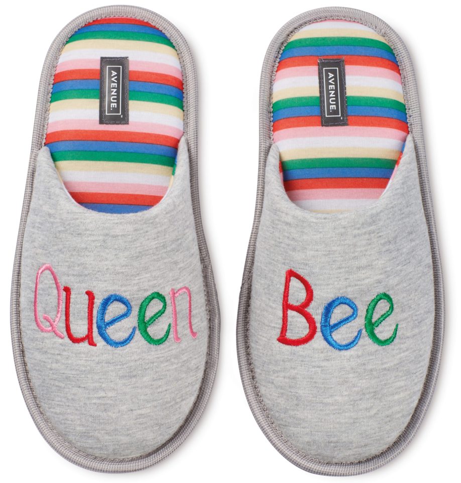  These slippers are available with "Queen Bee" and "The Boss" designs