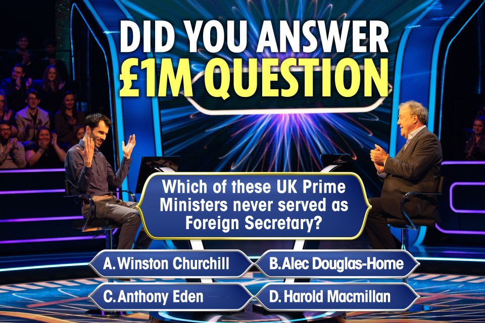  A contestant on Who Wants To Be A Millionaire? failed to answer the final question and missed out on the £1m jackpot