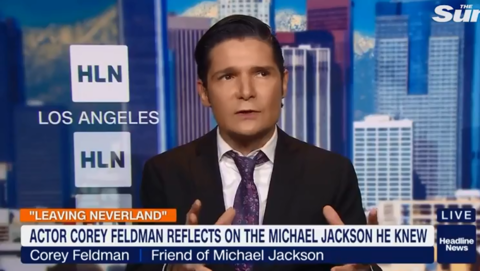  Former child star Corey Feldman on CNN, saying he can no longer defend Michael Jackson after watching Leaving Neverland