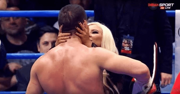  Pulev's girlfriend has shown her support for the 'kiss row' boxer