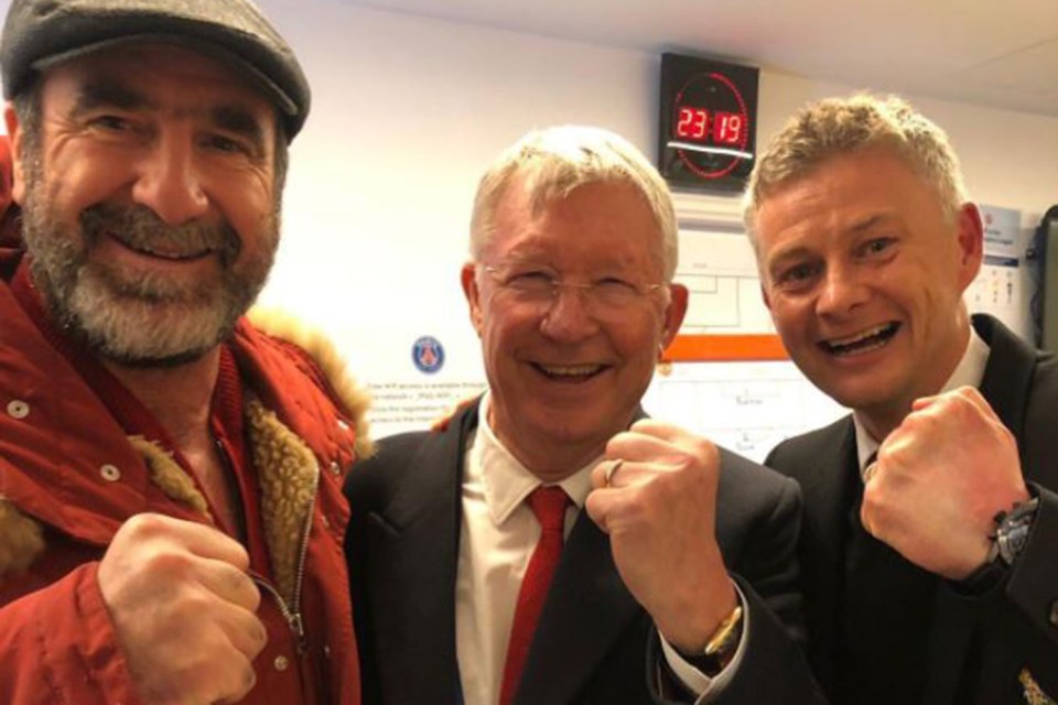  Sir Alex Ferguson and Eric Cantona also joined Man Utd's party