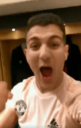  Diogo Dalot, who's shot led to the Man Utd's penalty, screamed into his camera phone