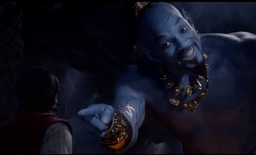  His Genie character looks much less terrifying than before