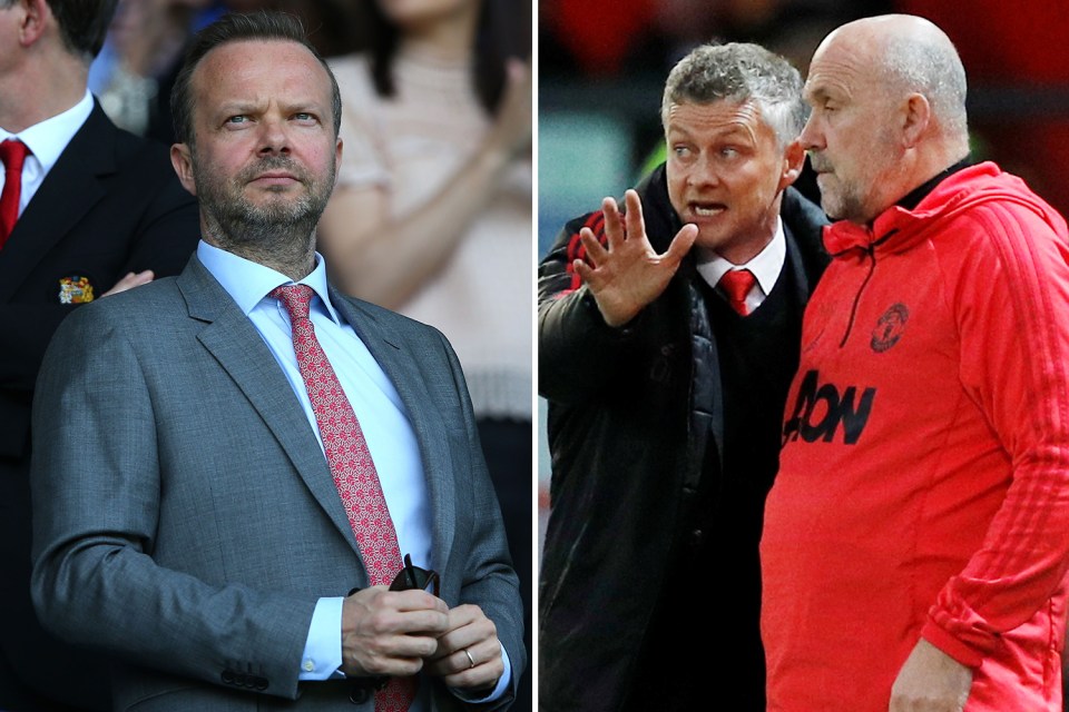  Ole Gunnar Solskjaer and Mike Phelan were brought in for crisis talks with Ed Woodward yesterday