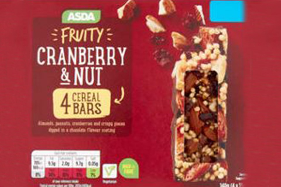  Asda is recalling a batch of these cereal bars because they could contain salmonella