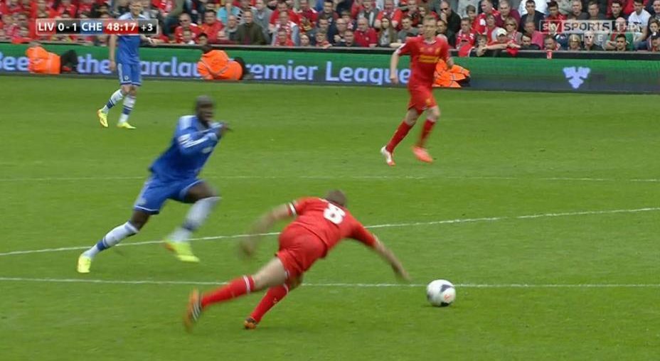  Steven Gerrard slipped over and let in Demba Ba to score when title-chasing Liverpool faced Chelsea in April 2014