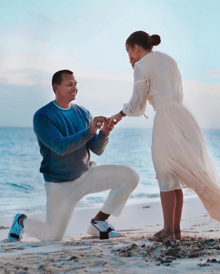 Alex Rodriguez shared a pic of the couple's engagement after being accused of cheating on J-Lo